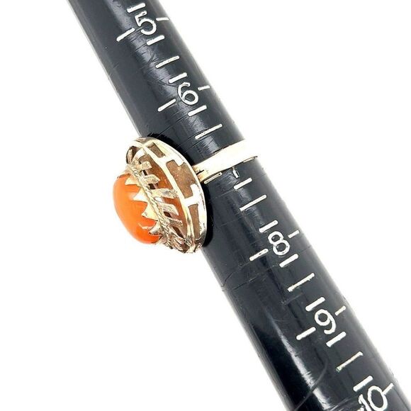 Estate Ladies 14k Gold Orange Gemstone Ring - Picture 9 of 13
